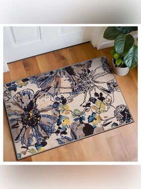 Floral Non-Skid Door Mat/Area Rug (NEW)